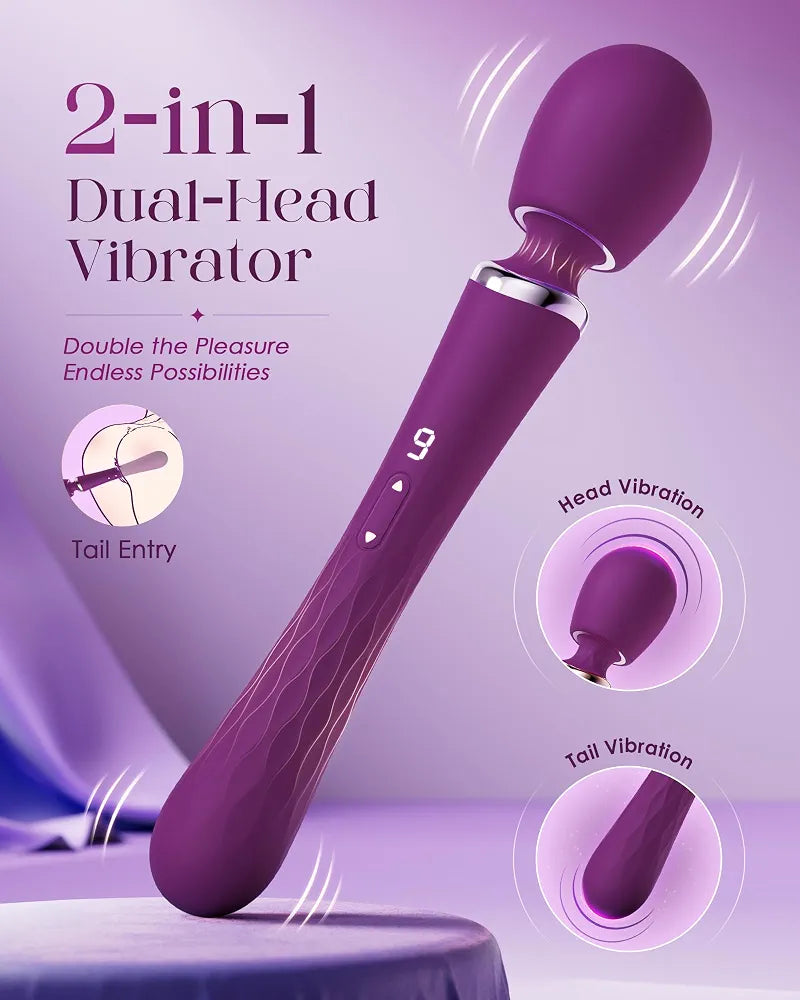 Dual-Ended App-Controlled Wand Vibrator and G-Spot Massager