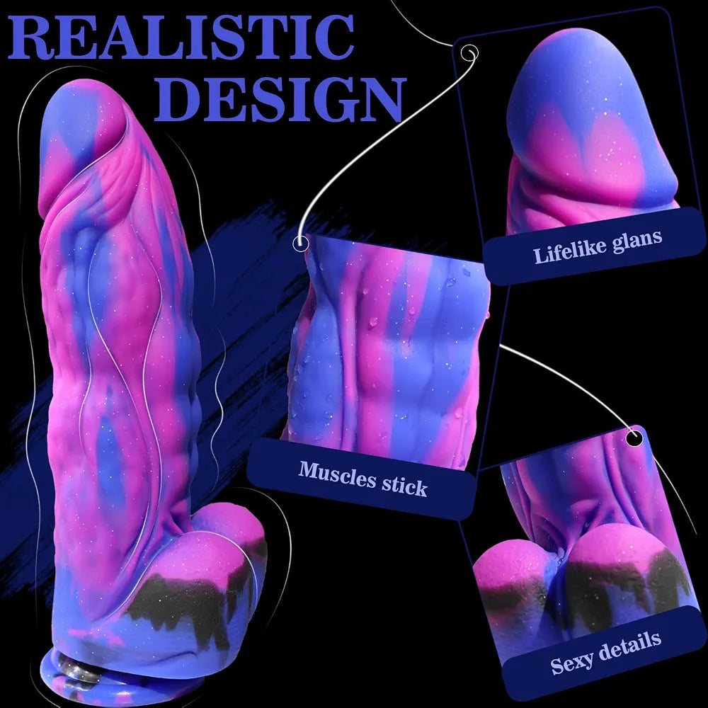 9.5'' Realistic Fantasy Silicone Dildo with Suction Cup - Thick 2.4'' Diameter G-Spot Stimulator