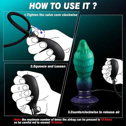 Inflatable Fantasy Horse Dildo with Adjustable Thickness and Strong Suction Cup