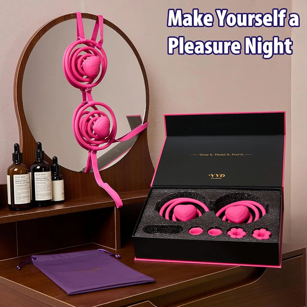 VVD App-Controlled Striped Nipple Vibrator with 10 Vibration Modes for Couples