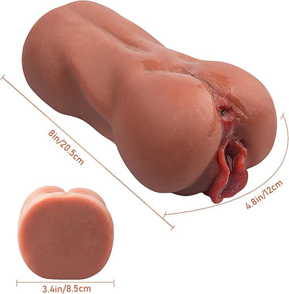 Realistic 2-in-1 Dual-Channel Male Masturbator with Vagina and Anal Simulation