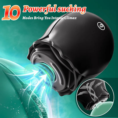 Silent Waterproof Clitoral Suction Vibrator for Women - Black