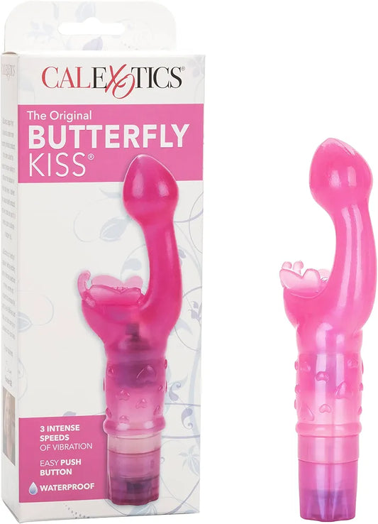 CalExotics Original Butterfly Kiss Multi-Speed Waterproof Clitoral and G-Spot Vibrator for Couples - Pink