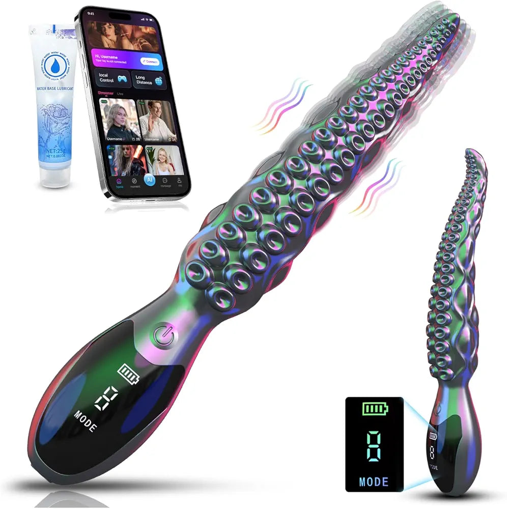 10.7" Monster Octopus Tentacle Silicone Dildo with App-Controlled Vibrations and 9 Modes for Fantasy Stimulation