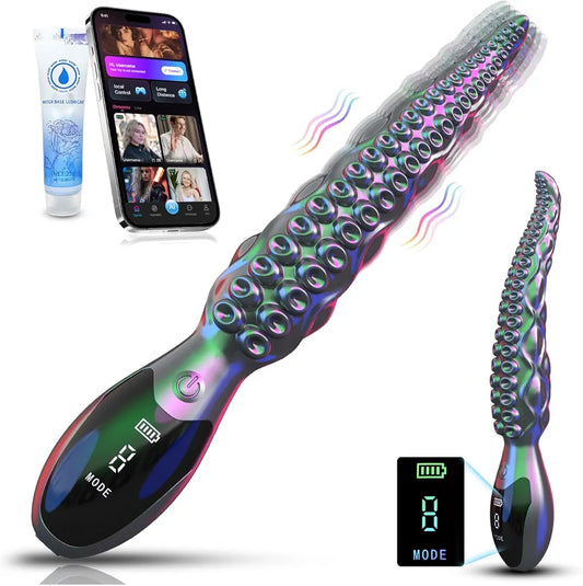 10.7" Monster Octopus Tentacle Silicone Dildo with App-Controlled Vibrations and 9 Modes for Fantasy Stimulation