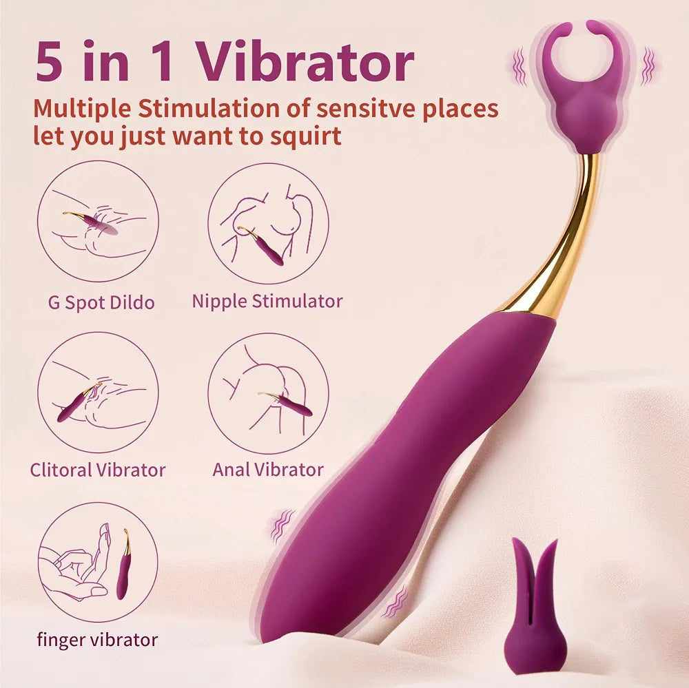 SVAKOM Multi-Function Silicone Wand Massager with Dual Interchangeable Heads for Targeted Stimulation