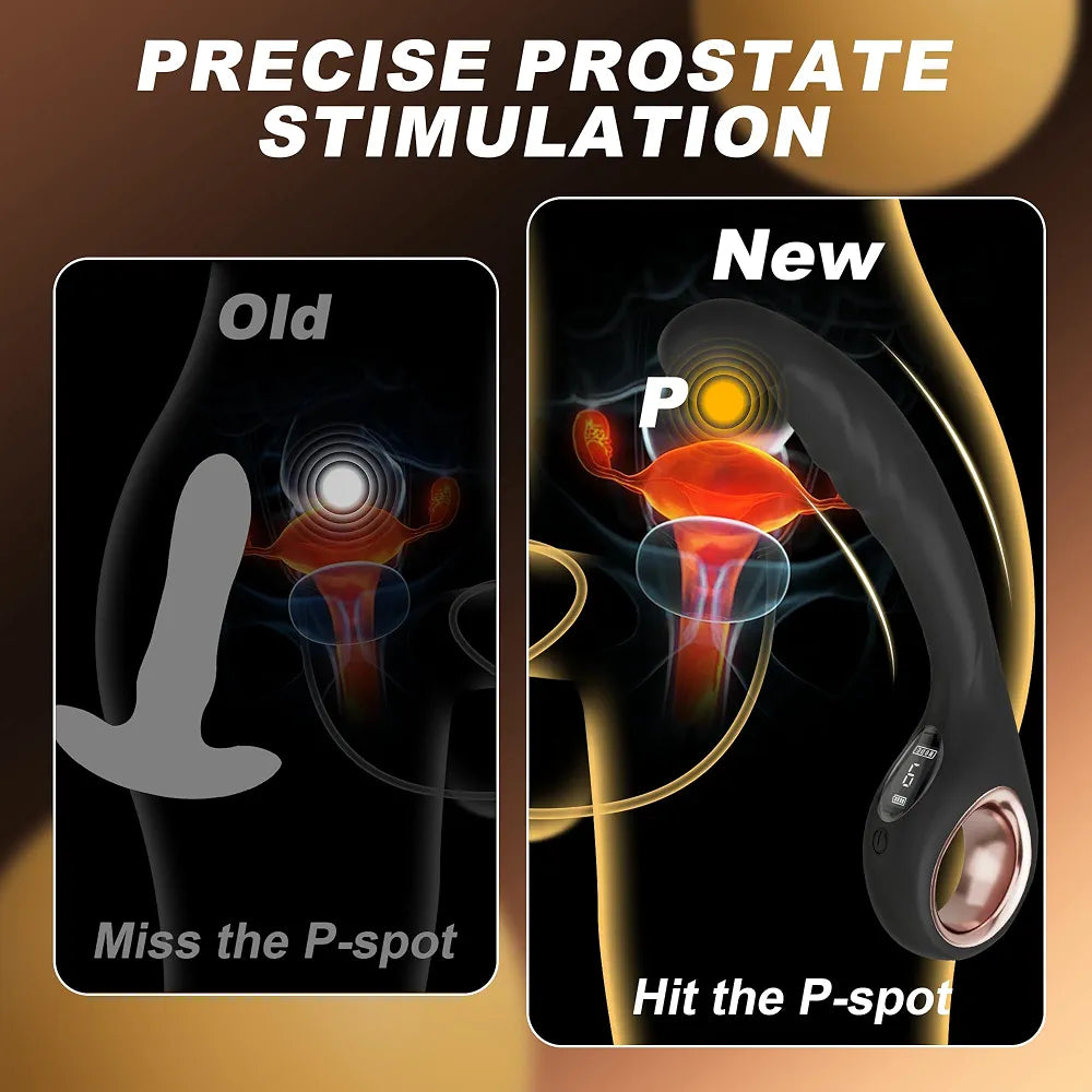 Ergonomic Prostate Massager with 9 Vibration Modes and Ring Handle