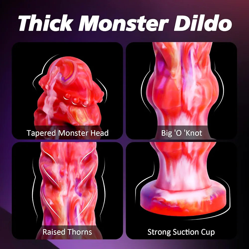 9.1 Inch Realistic Fantasy Dragon Dildo with Suction Cup - Thick Knot Design for G-Spot and Anal Stimulation