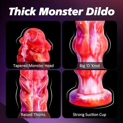 9.1 Inch Realistic Fantasy Dragon Dildo with Suction Cup - Thick Knot Design for G-Spot and Anal Stimulation