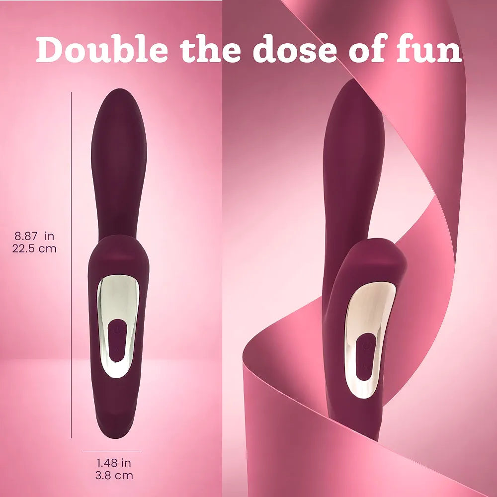 Premium Dual-Motor Rabbit Wand Vibrator with 14 Tapping and Vibration Modes - Waterproof Silicone G-Spot and Clitoral Stimulator