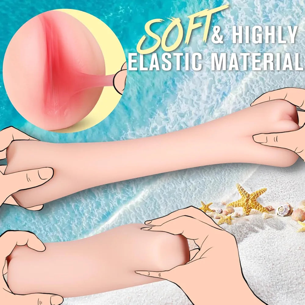 Realistic Silicone Male Masturbator Stroker - Soft Textured Pocket Sex Toy for Men