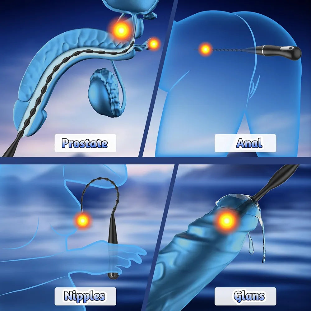 Flexible Silicone Urethral Sounding Rod and Vibrating Prostate Massager for Men