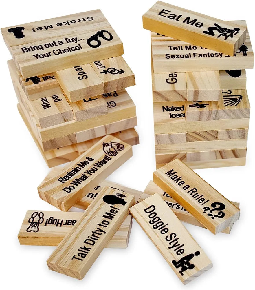 Pakoc Wooden Tumbling Tower Stacking Game for Couples - 48 Piece Set