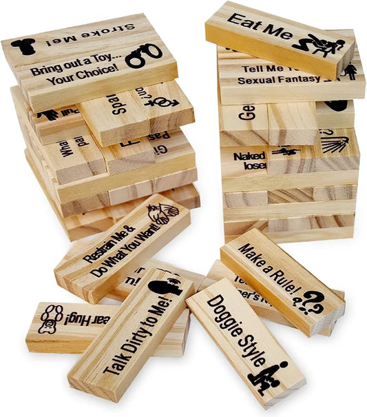 Pakoc Wooden Tumbling Tower Stacking Game for Couples - 48 Piece Set