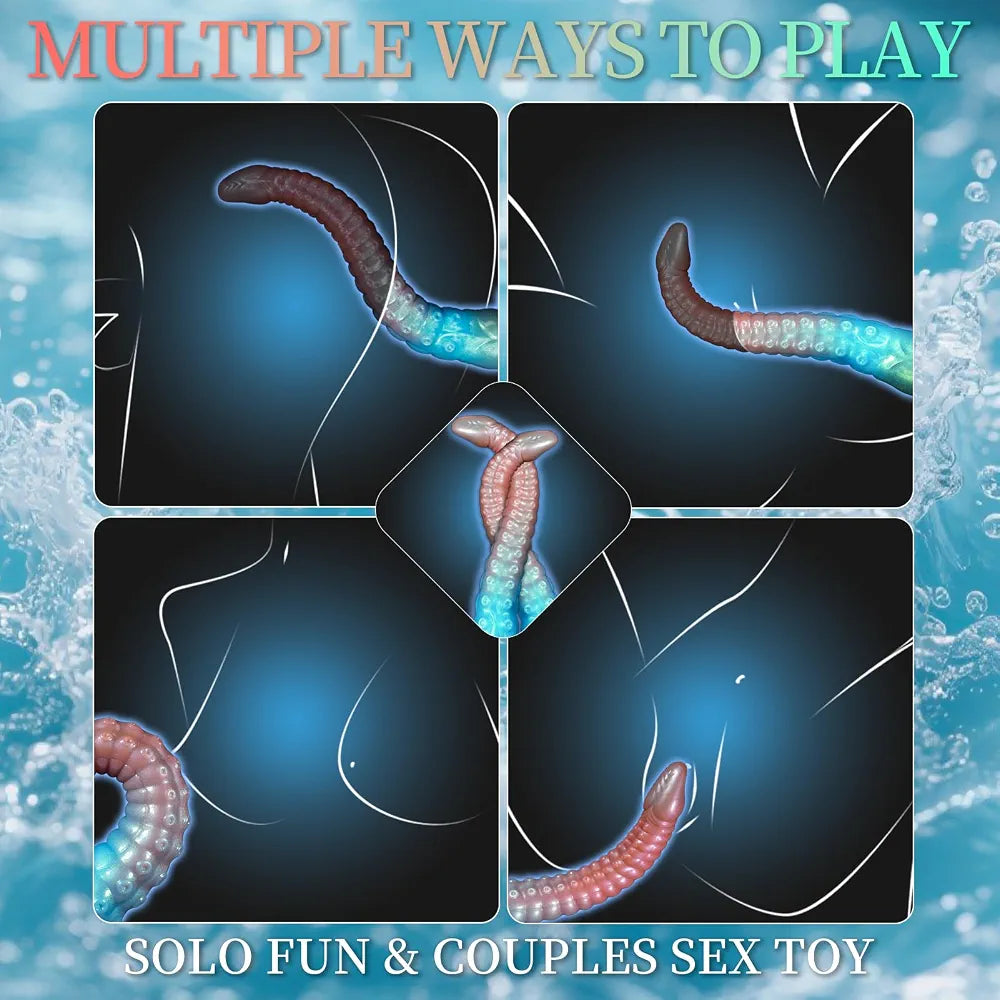 12.2" Fantasy Monster Tentacle Dildo with 10-Speed Remote Control Vibration, Waterproof Silicone Anal and G-Spot Massager for Couples