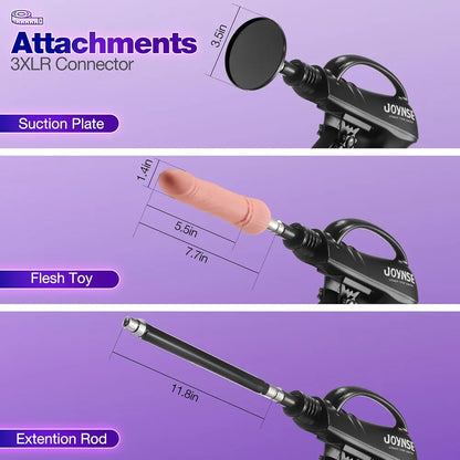 Automatic Thrusting Sex Machine with 3 Attachments, Suction Cup Adapter, and 3XLR Connector for Men and Women