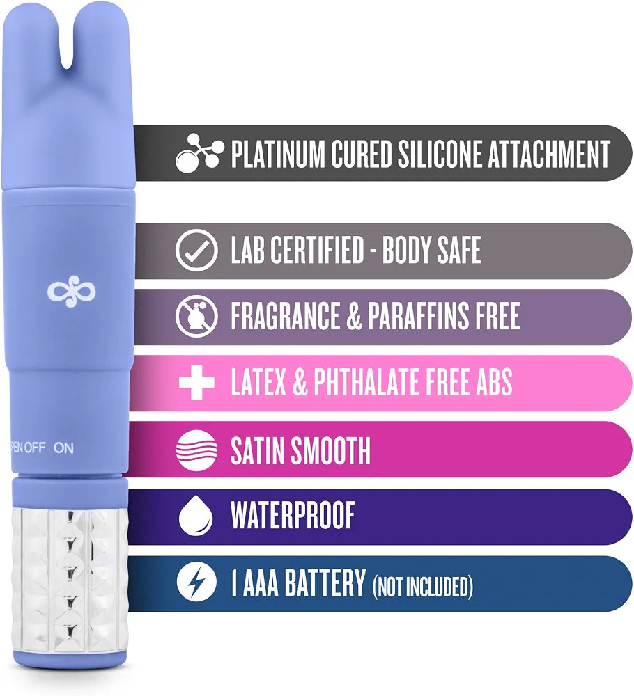 Satin-Finish Periwinkle Silicone Massage Wand Kit with 3 Interchangeable Attachments