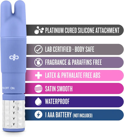 Satin-Finish Periwinkle Silicone Massage Wand Kit with 3 Interchangeable Attachments
