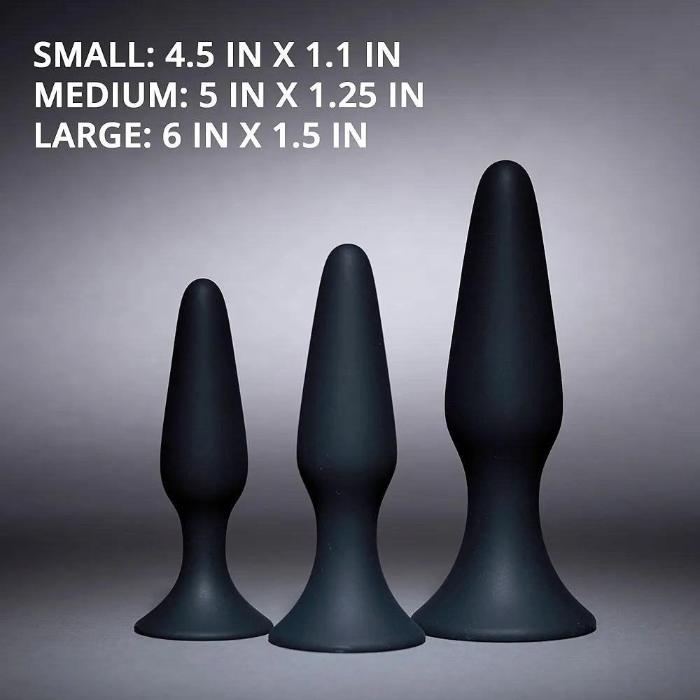 Premium 3-Piece Silicone Anal Training Plug Set with Suction Bases