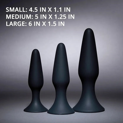 Premium 3-Piece Silicone Anal Training Plug Set with Suction Bases