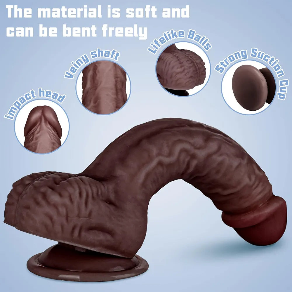 Vikkiy 8.55-Inch Realistic Skin-Feel G-Spot Stimulator Dildo with Strong Suction Cup