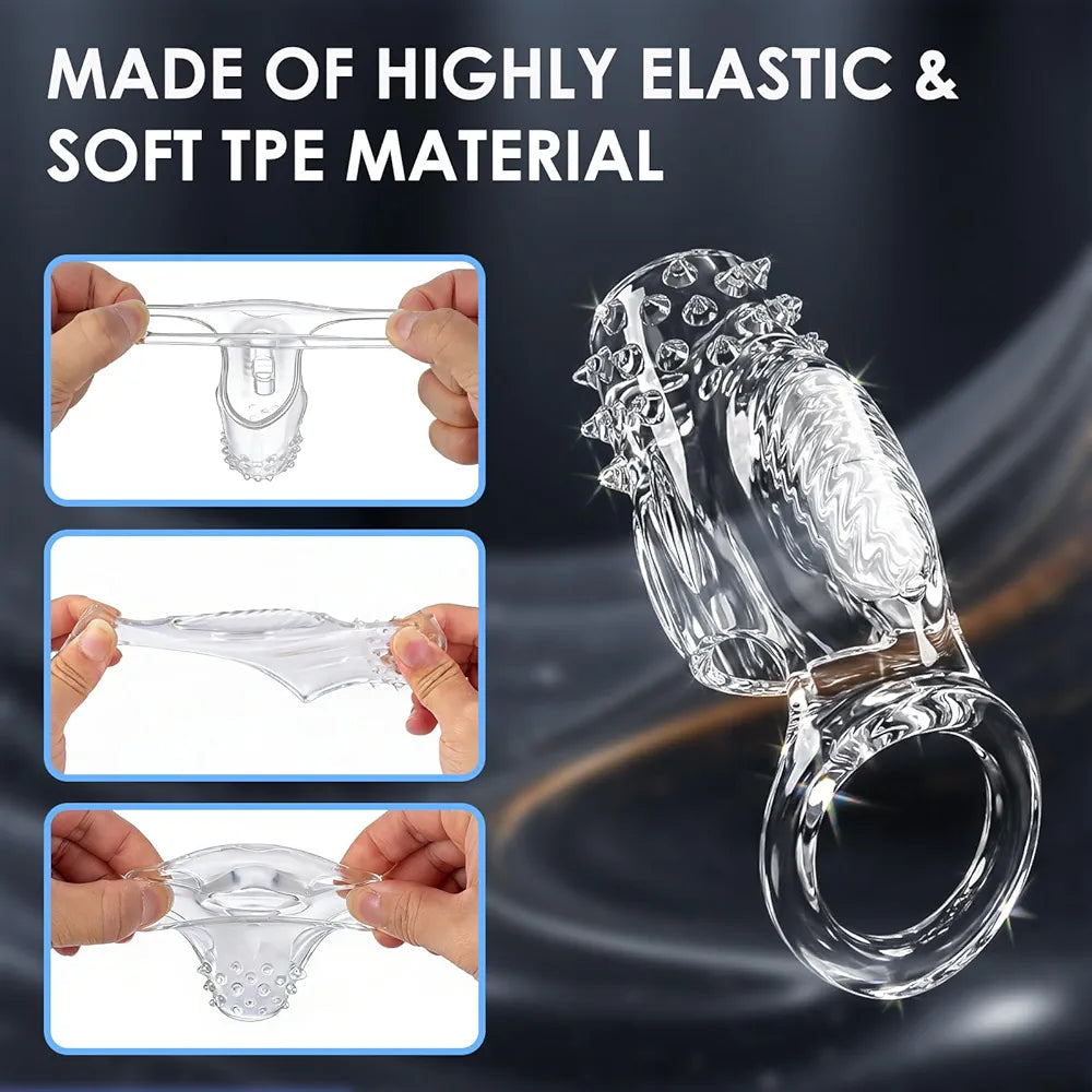 Dual-Pack Vibrating Cock Ring and Penis Sleeve Set for Couples
