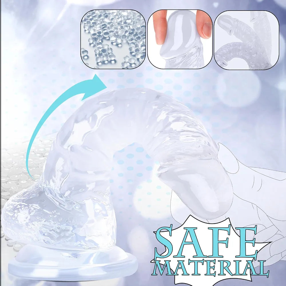7-Inch Realistic Soft Silicone Dildo with Suction Cup, Beginner-Friendly Anal and G-Spot Stimulator