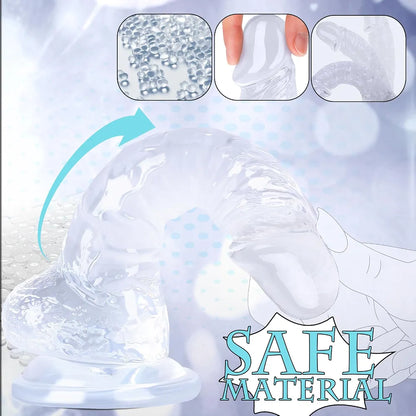 7-Inch Realistic Soft Silicone Dildo with Suction Cup, Beginner-Friendly Anal and G-Spot Stimulator