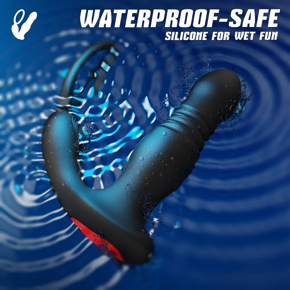 Advanced Remote-Controlled Prostate Massager with Thrusting Vibration and Cock Ring