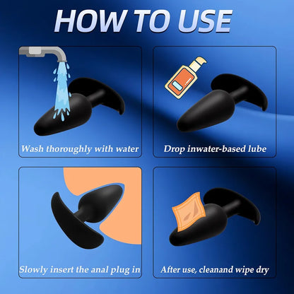 4-Piece Silicone Anal Training Plug Set: Progressive Beginner to Advanced Kit with Flared Base