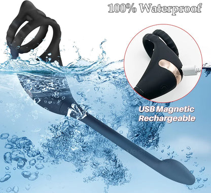 Remote-Controlled Prostate Massager and Vibrating Penis Ring Set