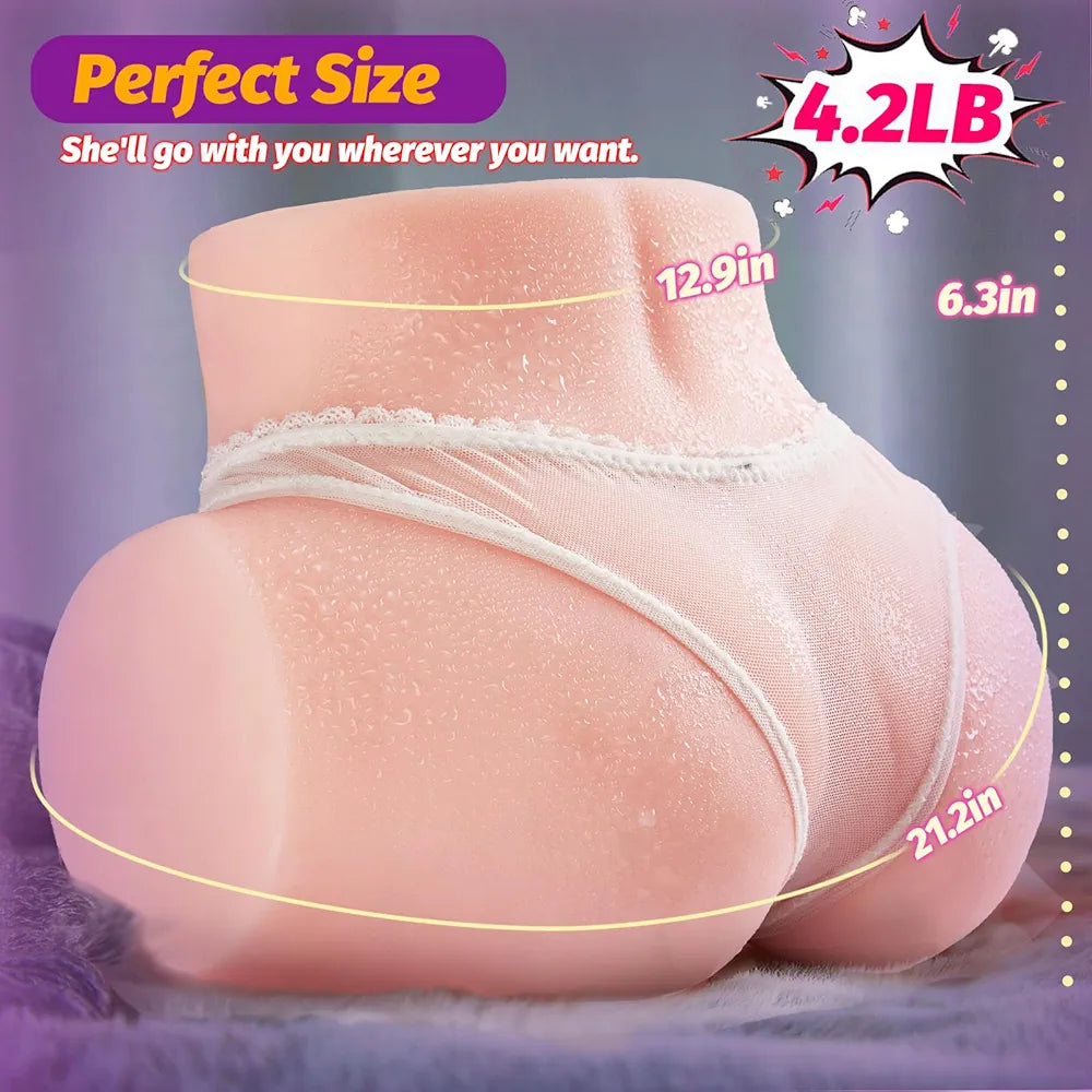 4.2LB Realistic Male Masturbator with 3D Textured Channel, Strong Suction, and Dual-Entry Design for Enhanced Stimulation