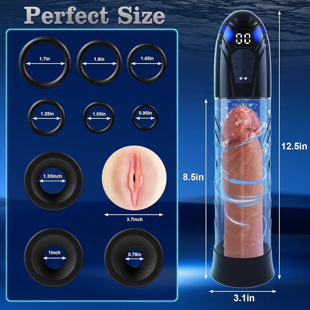 Electric Penis Pump Adult Sex Toys for Men Automatic Enlargers & Extend Pump for Men with 10 Erection Training Modes Male Masturbator Male Penis Pump Entender Pumps & Enlargers 