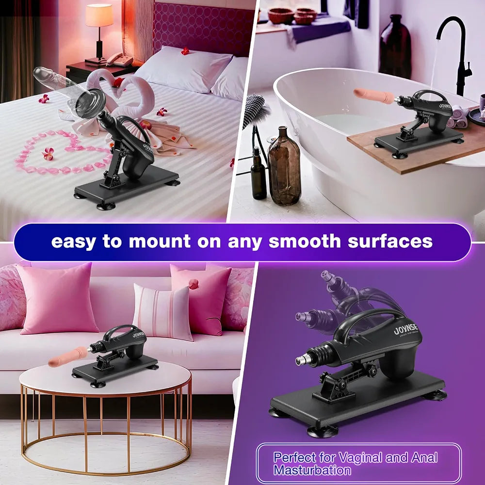 Automatic Thrusting Sex Machine with 3 Attachments, Suction Cup Adapter, and 3XLR Connector for Men and Women