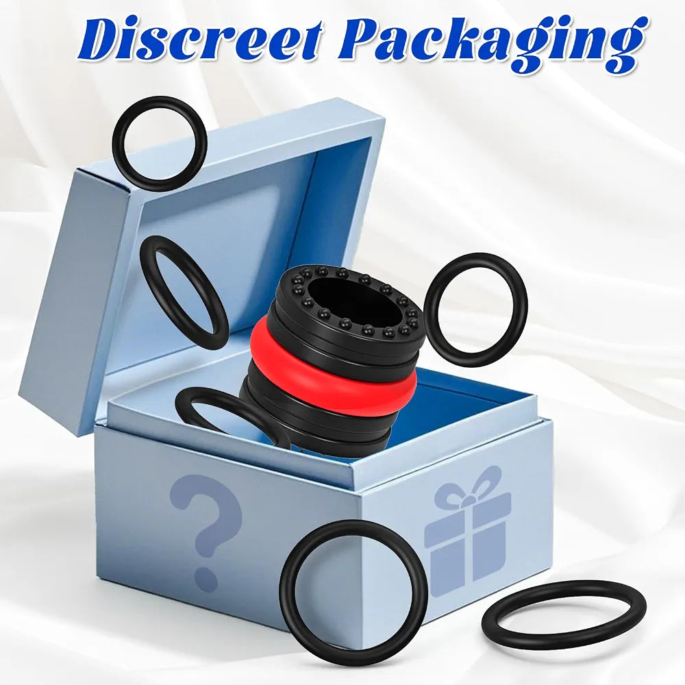 8-Piece Silicone Penis Ring and Sleeve Set for Enhanced Erection and Performance