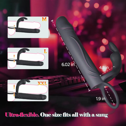 Dual-Action Rabbit Vibrator with Cock Ring and Anal Stimulator for Couples