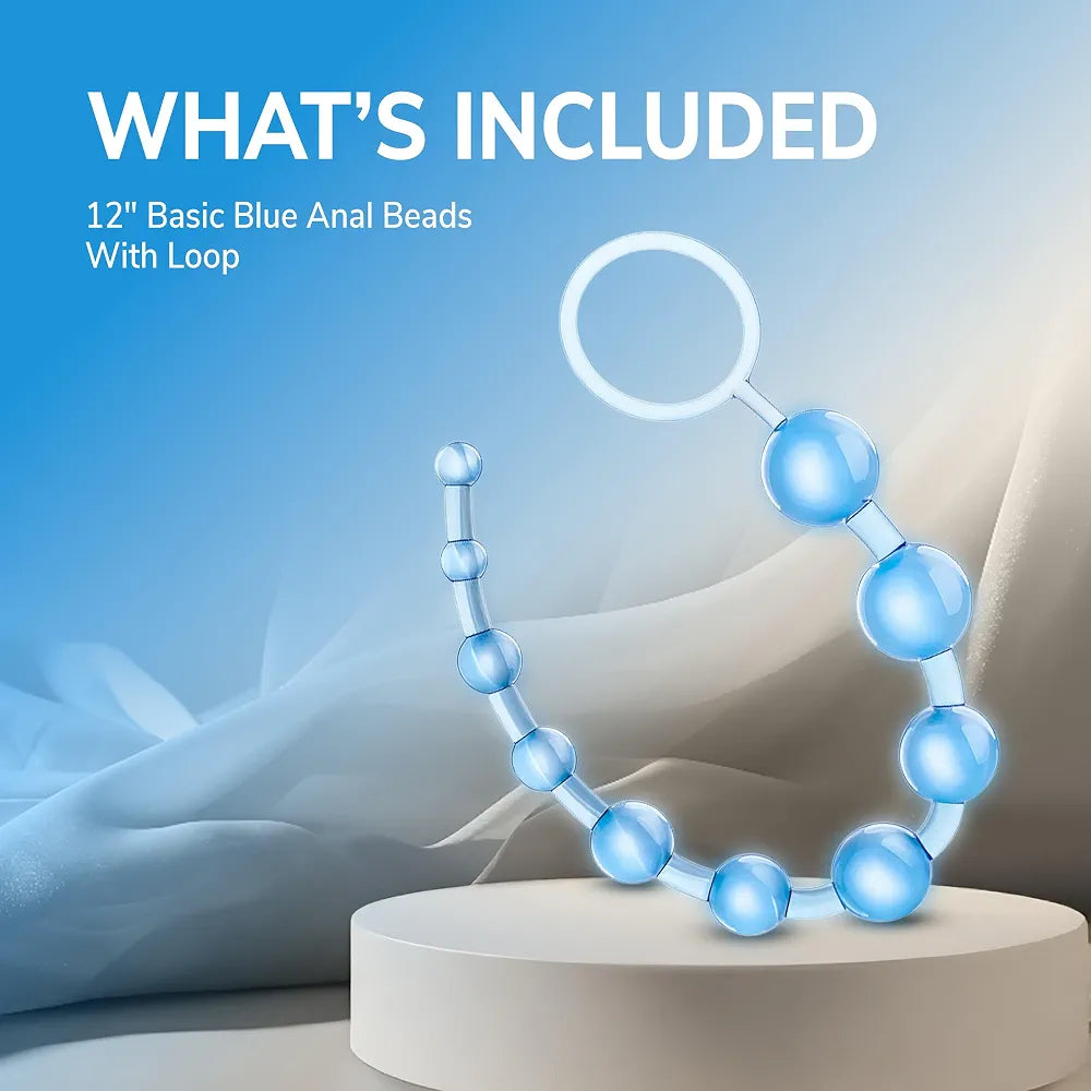 Eden 12-Inch Graduated Silicone Anal Beads with Easy-Pull Ring - Flexible Beginner Anal Trainer