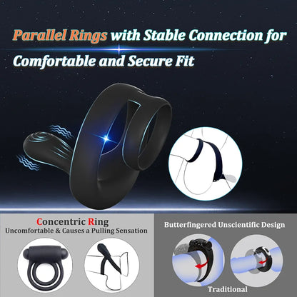 Dual-Motor Remote Controlled Silicone Vibrating Cock Ring for Enhanced Male Stimulation