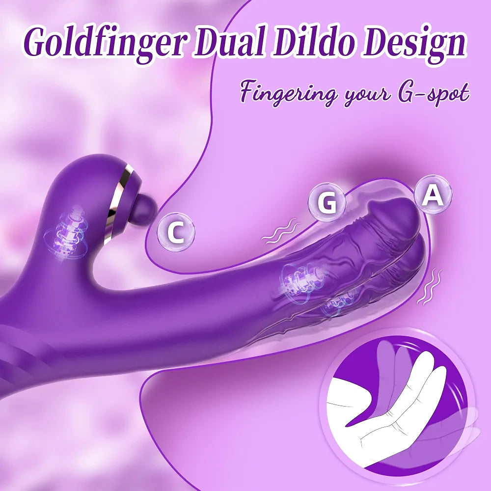 Premium 3-in-1 Dual Rabbit Dildo with Multi-Mode Stimulation for G-Spot and Clitoral Pleasure