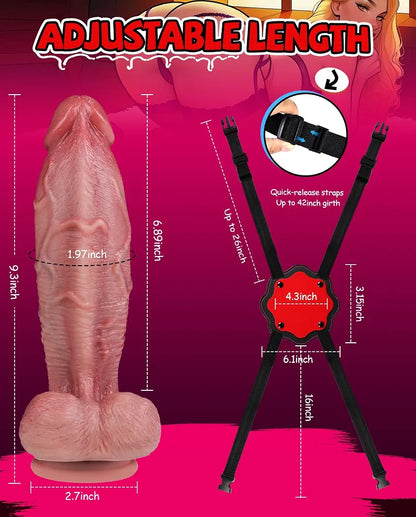 9.3-Inch Realistic Dual-Density Silicone Dildo with Suction Cup and Pillow Mount