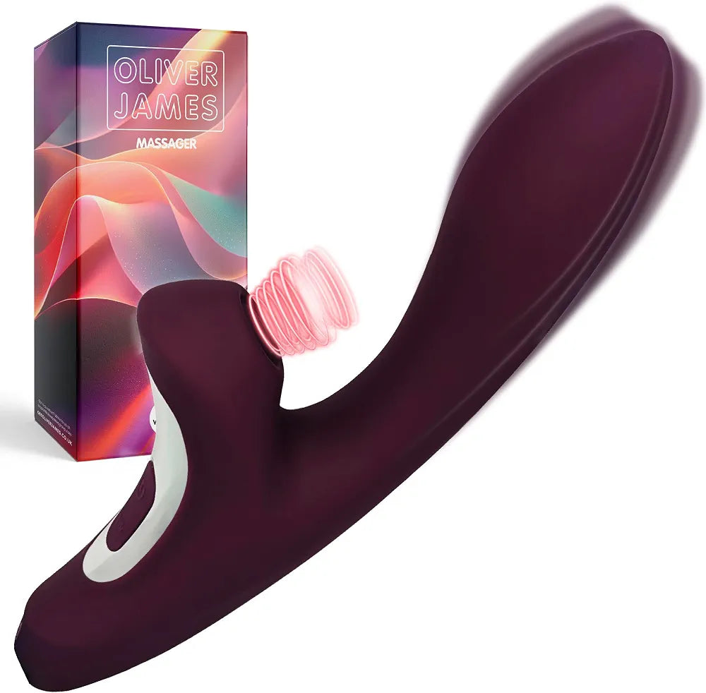 Premium Dual-Motor Rabbit Wand Vibrator with 14 Tapping and Vibration Modes - Waterproof Silicone G-Spot and Clitoral Stimulator