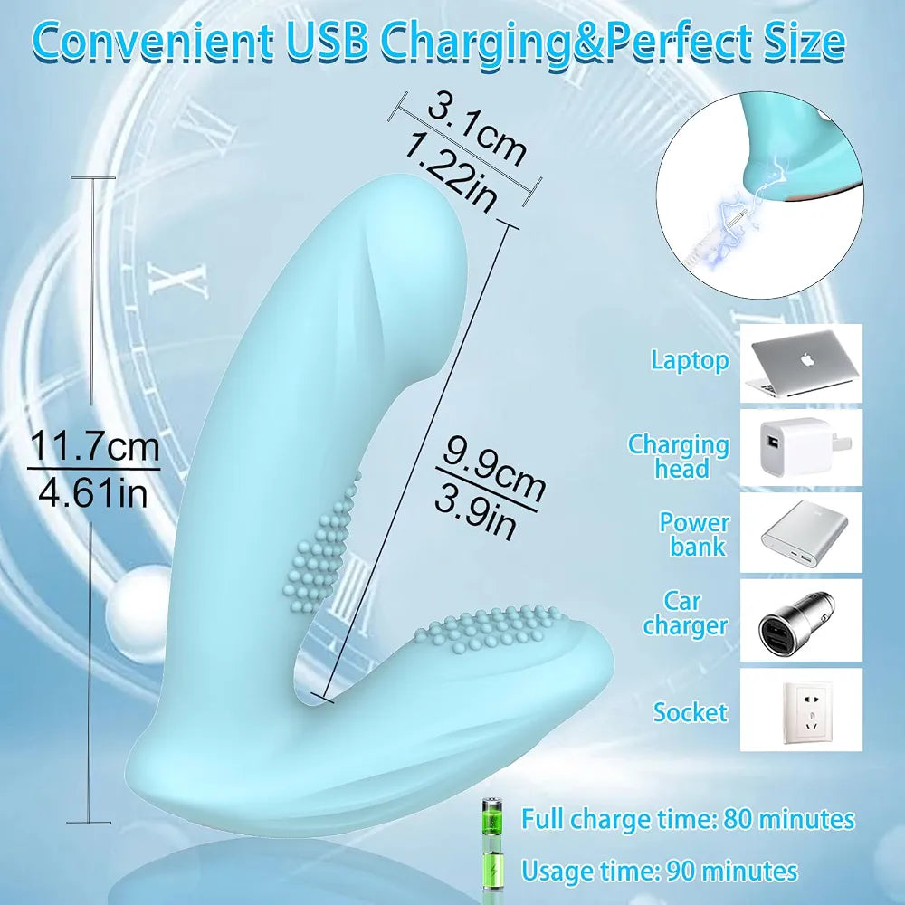 Tokhub Wearable Butterfly Vibrator for Women - 12 Modes, Remote Control, G-Spot & Clitoral Stimulation - Blue