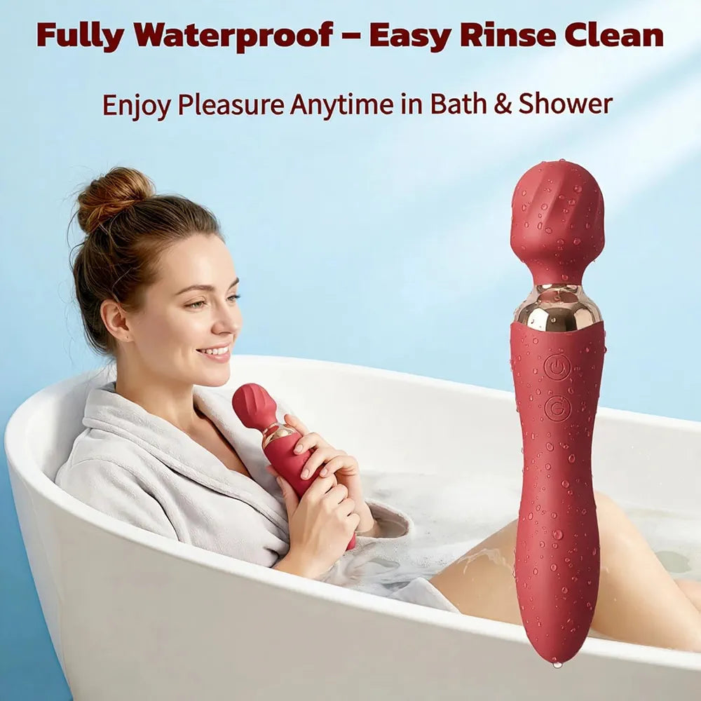 Premium Dual-Motor Rechargeable Wand Massager: 12-Mode Waterproof G-Spot and Clitoral Stimulator