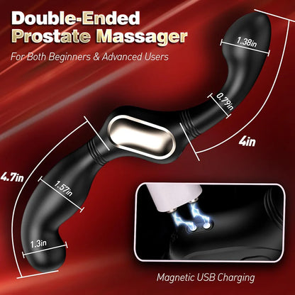 Dual-Motor Curved Prostate Massager and Anal Vibrator for Targeted P-Spot Stimulation