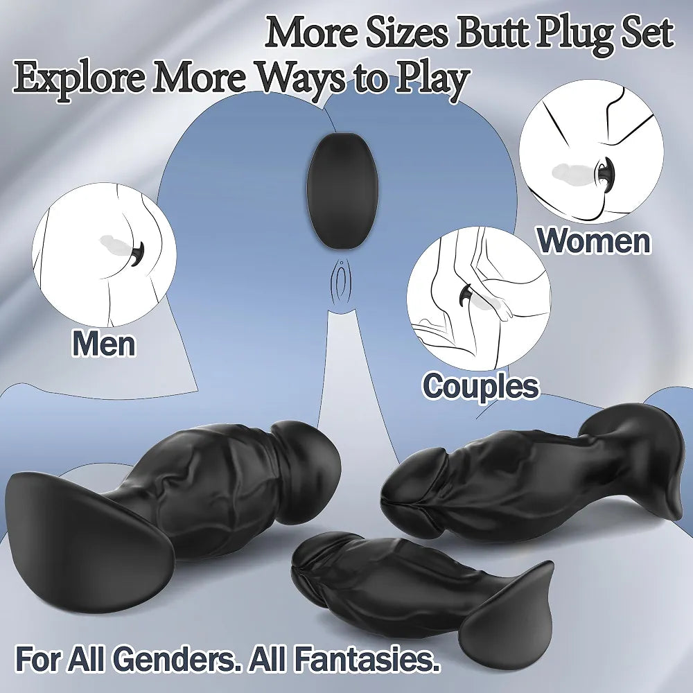 Premium 3-Piece Silicone Anal Training Plug Set with Flared Base for Beginners and Advanced Users