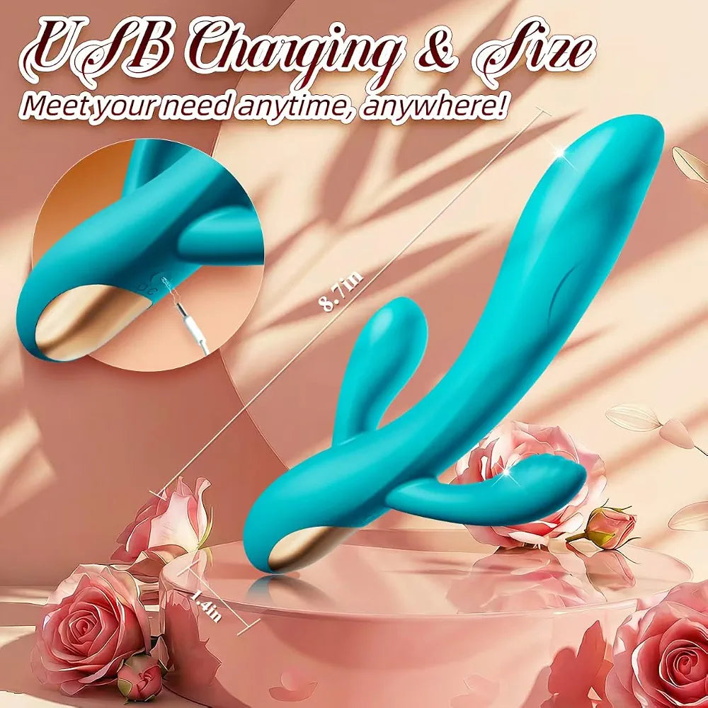 Premium 3-in-1 Silicone Rabbit Vibrator with 10 Vibration Modes for Clitoral and G-Spot Stimulation