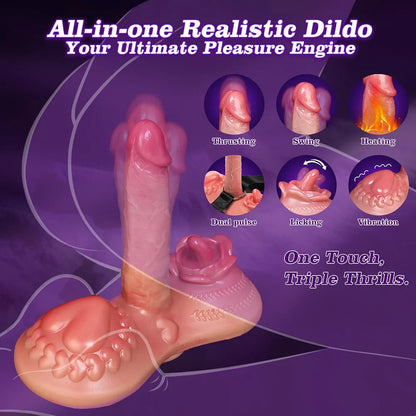 Premium Remote-Controlled Realistic Silicone Thrusting and Vibrating Massager with Heating