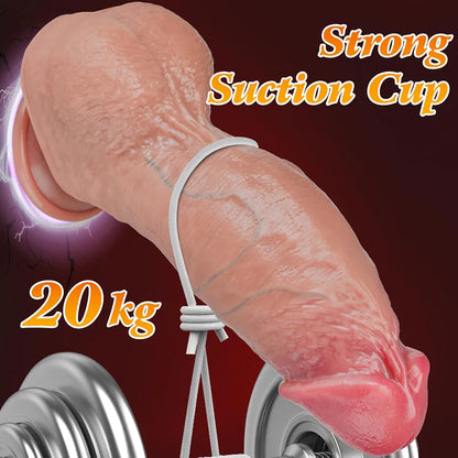 9-Inch Realistic Liquid Silicone Dildo with Suction Cup for G-Spot and Anal Stimulation