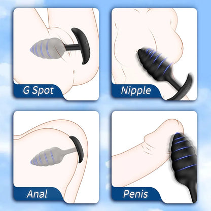 4-Piece Remote-Controlled Vibrating Anal Plug Set with 10 Vibration Modes
