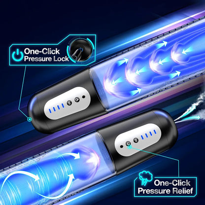 Electric Penis Pump Sex Toys - Automatic Penis Extender Enlargement Pump with 4 Suction Intensities, Digital Display Rechargeable Men Training Adult Sex Toys - Pumps & Enlargers 6 Cock Rings